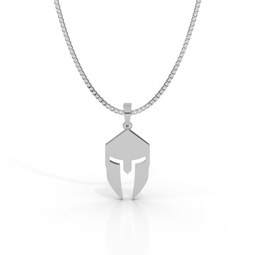 Men's White Gold Spartan Helmet Pendant