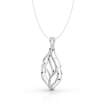 White Gold Twirled Leaf Diamond Pendant