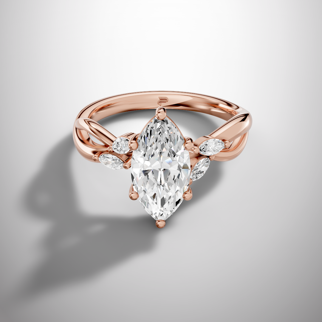1.5 carat marquise cut moissanite infinity ring in 925 sterling silver front view