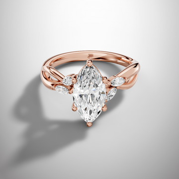 1.5 carat marquise cut moissanite infinity ring in 925 sterling silver front view