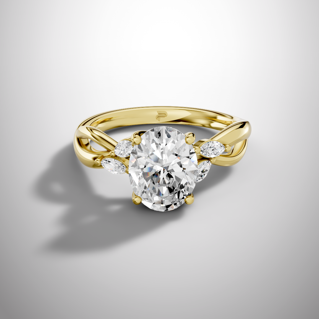 1.5 carat oval cut moissanite infinity ring in 925 sterling silver front view