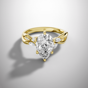 1.5 carat pear cut moissanite infinity ring in 925 sterling silver front view