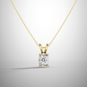1 carat Elongated cushion cut moissanite pendant necklace in 925 sterling silver solitaire setting