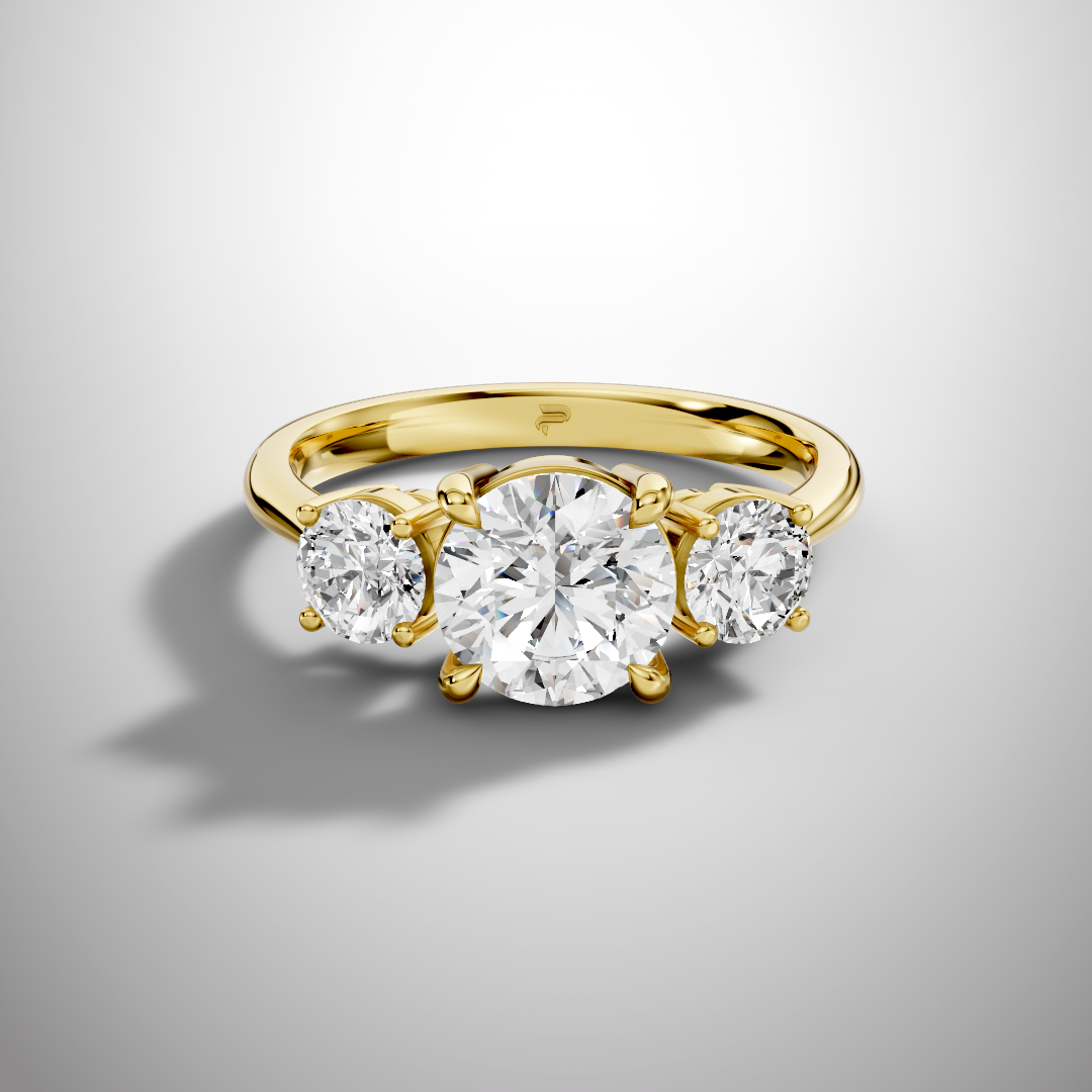 Three-Stone Round Moissanite Engagement Ring in 925 Sterling Silver