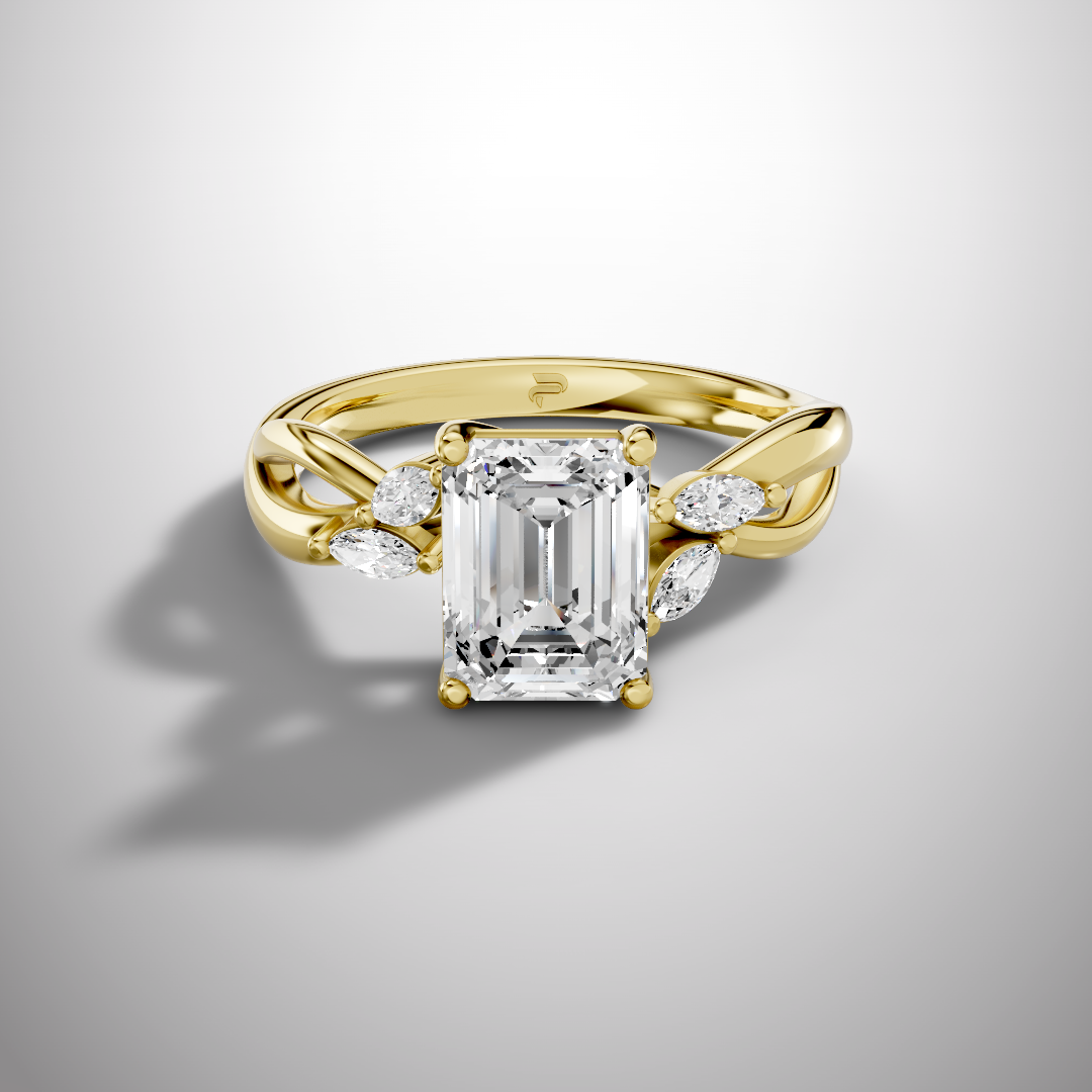 1.5 Carat Emerald Cut Moissanite Infinity Engagement Ring in 925 Sterling Silver