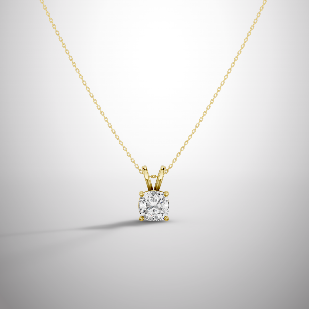 1 Carat Cushion Cut Moissanite Pendant Necklace in 925 Sterling Silver | Classic Solitaire Necklace for Women | Pavia Jewels