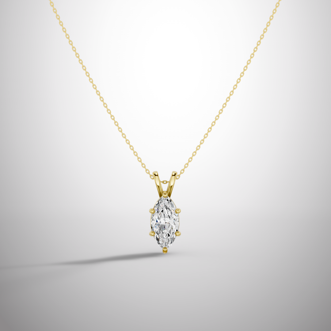 1 Carat Marquise Cut Moissanite Pendant Necklace in 925 Sterling Silver | Luxury Solitaire Necklace for Women | Pavia Jewels
