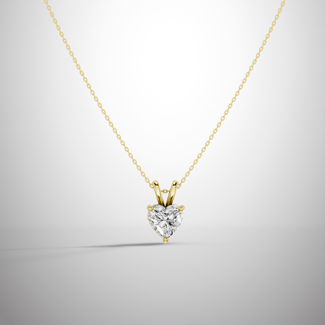 1 Carat Heart Cut Moissanite Pendant Necklace in 925 Sterling Silver | Romantic Solitaire Necklace for Women | Pavia Jewels