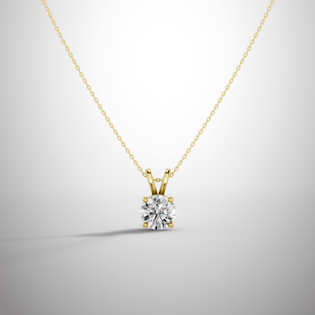 1 Carat Round Cut Moissanite Pendant Necklace in 925 Sterling Silver | Classic Solitaire Necklace for Women | Pavia Jewels