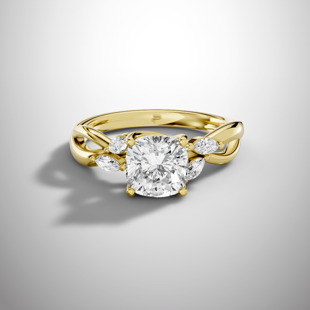 1.5 Carat Cushion Cut Moissanite Infinity Engagement Ring in 925 Sterling Silver