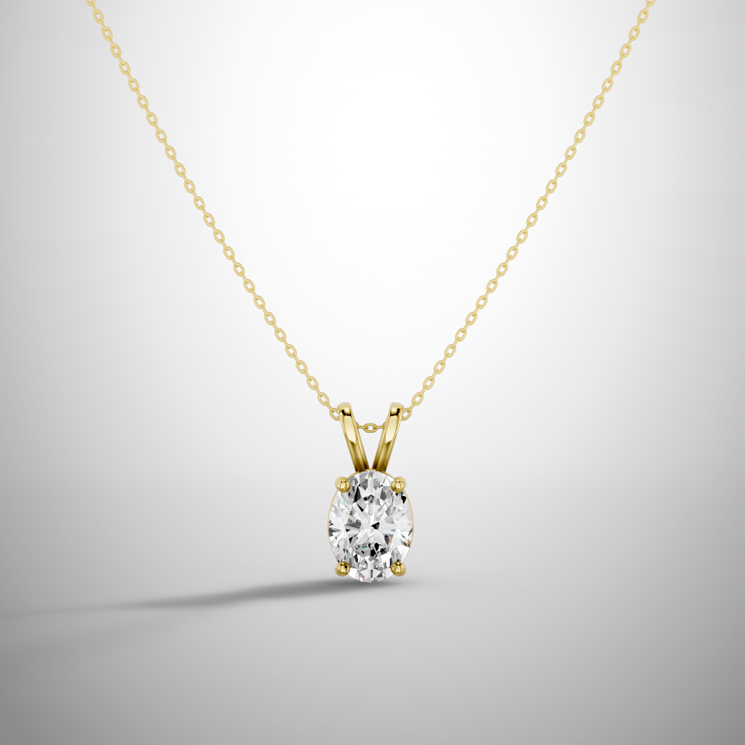 1 Carat Oval Moissanite Pendant Necklace in 925 Sterling Silver | Luxury Solitaire Necklace for Women | Pavia Jewels