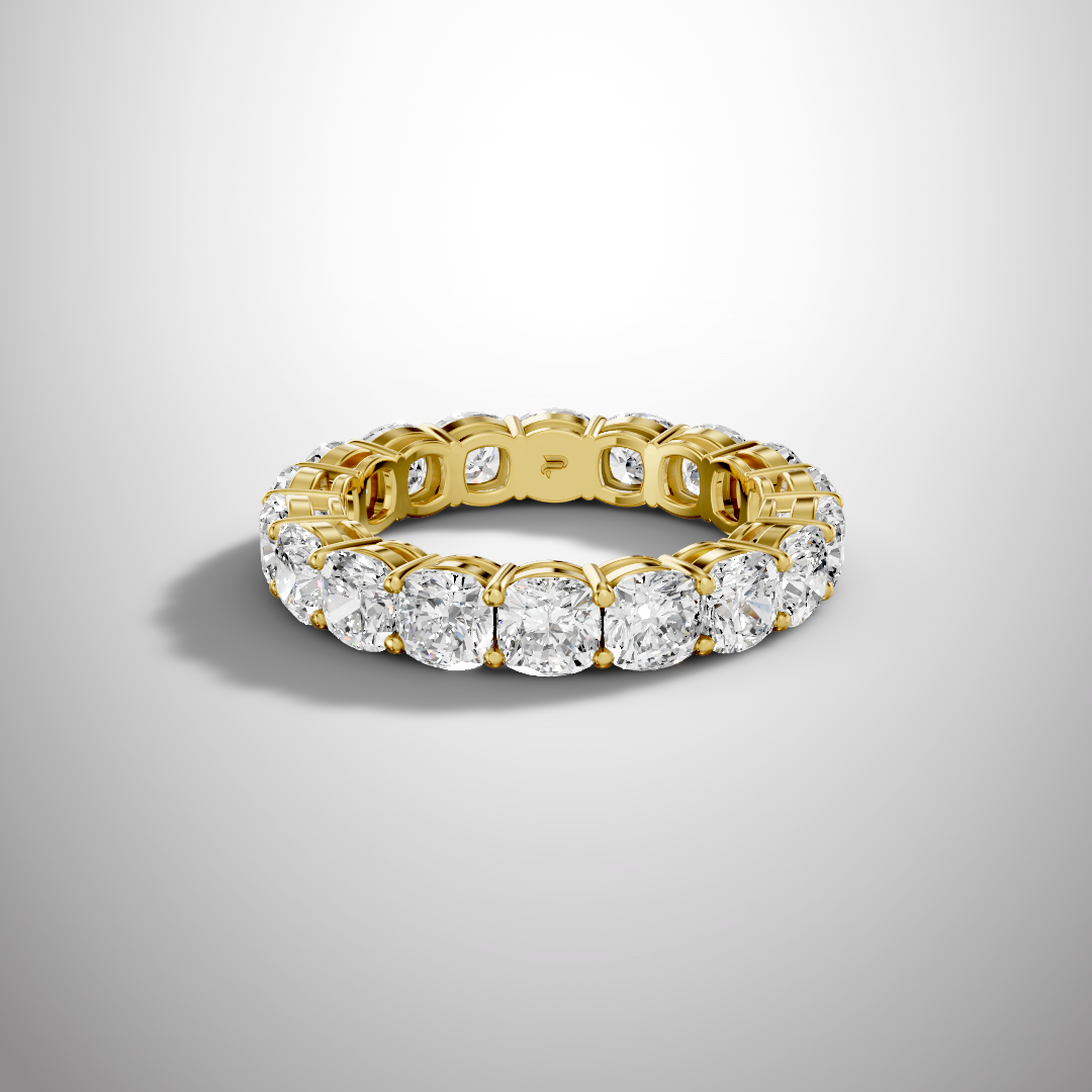 925 Silver Cushion Cut Moissanite Eternity Ring – Diamond Look Full Band Luxury Wedding Ring