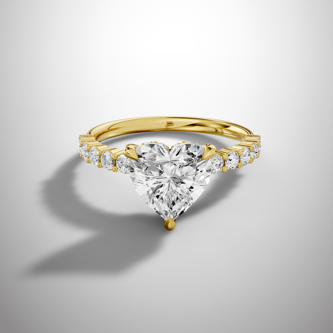 925 Silver Heart Shape Moissanite Engagement Ring – Pavé Diamond Style Band | Pavia Jewels