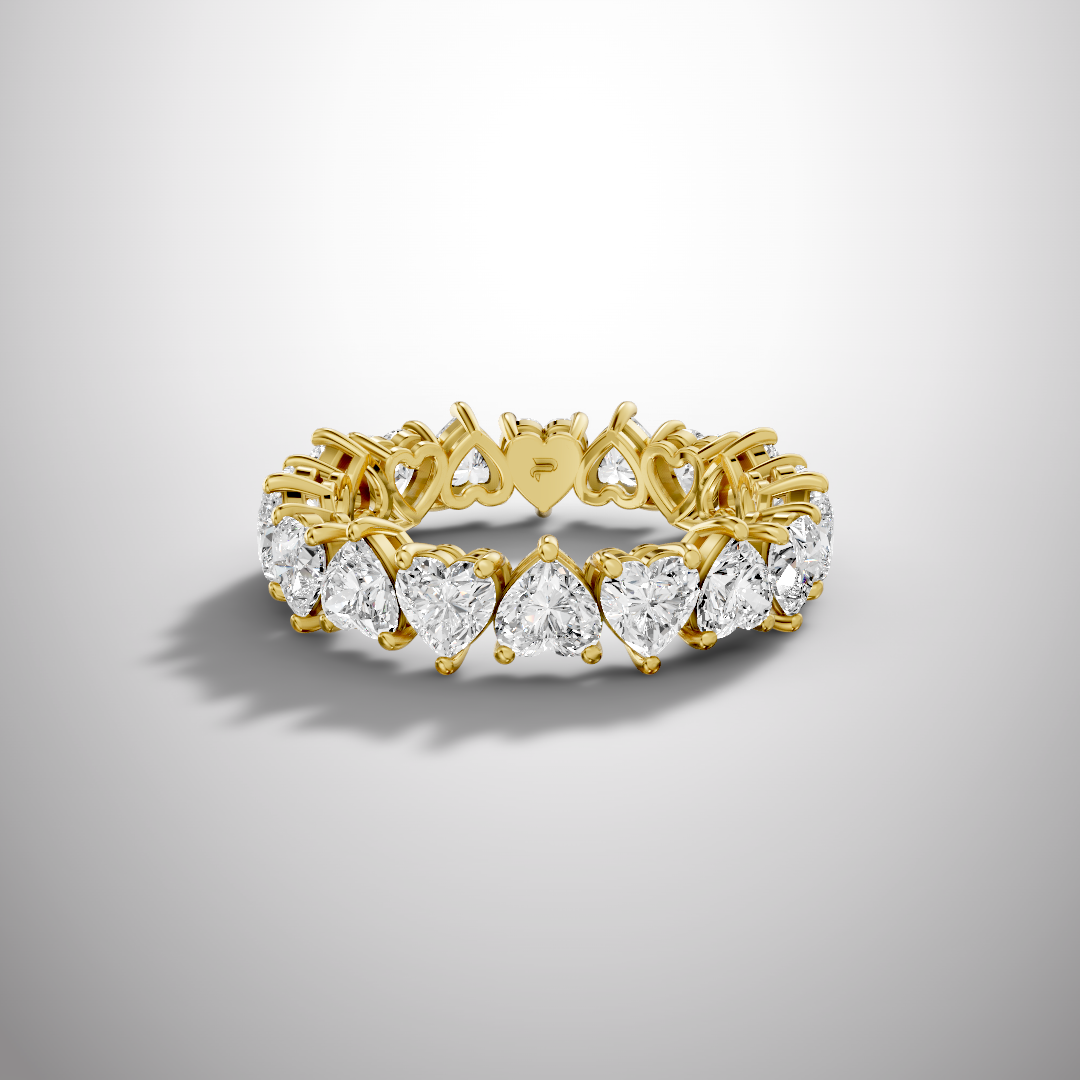 925 Silver Heart Shape Moissanite Eternity Ring – Diamond Look Full Band Romantic Luxury Ring