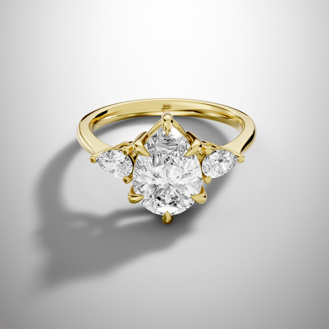 2 Carat Pear Cut Moissanite Three Stone Ring in 925 Sterling Silver