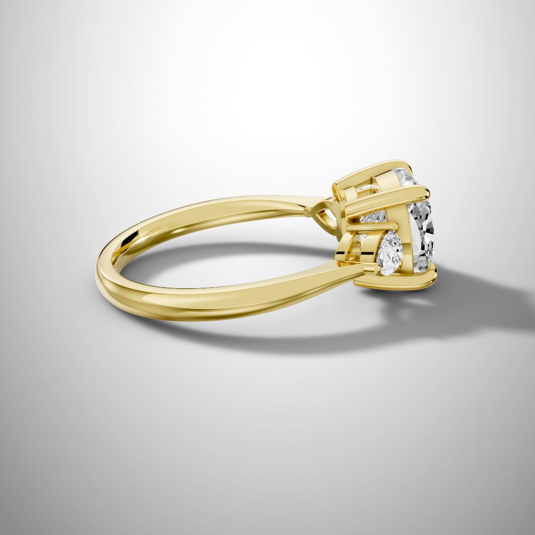 2.5 Carat Cushion Cut Moissanite Three Stone Ring in 925 Sterling Silver