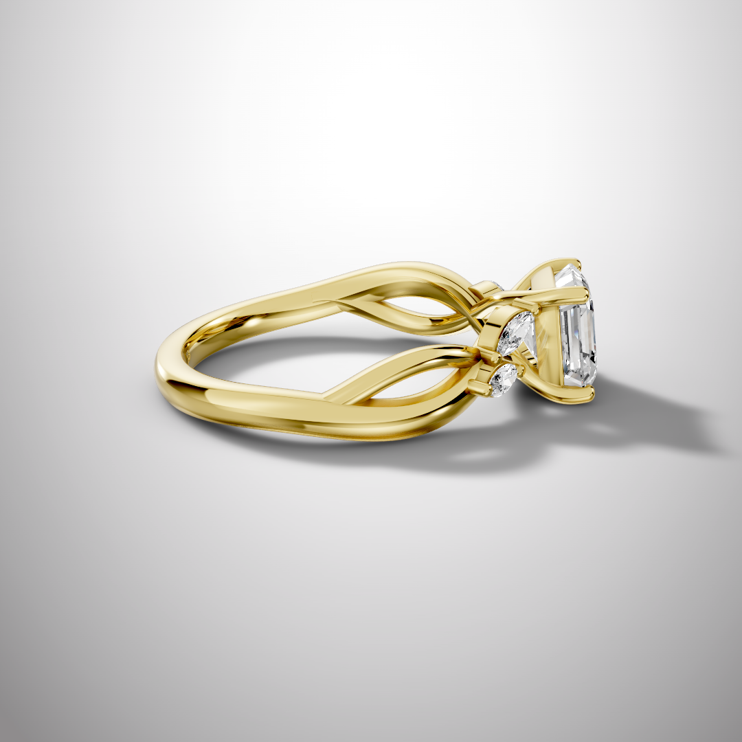 1.5 Carat Asscher Cut Moissanite Infinity Engagement Ring in 925 Sterling Silver