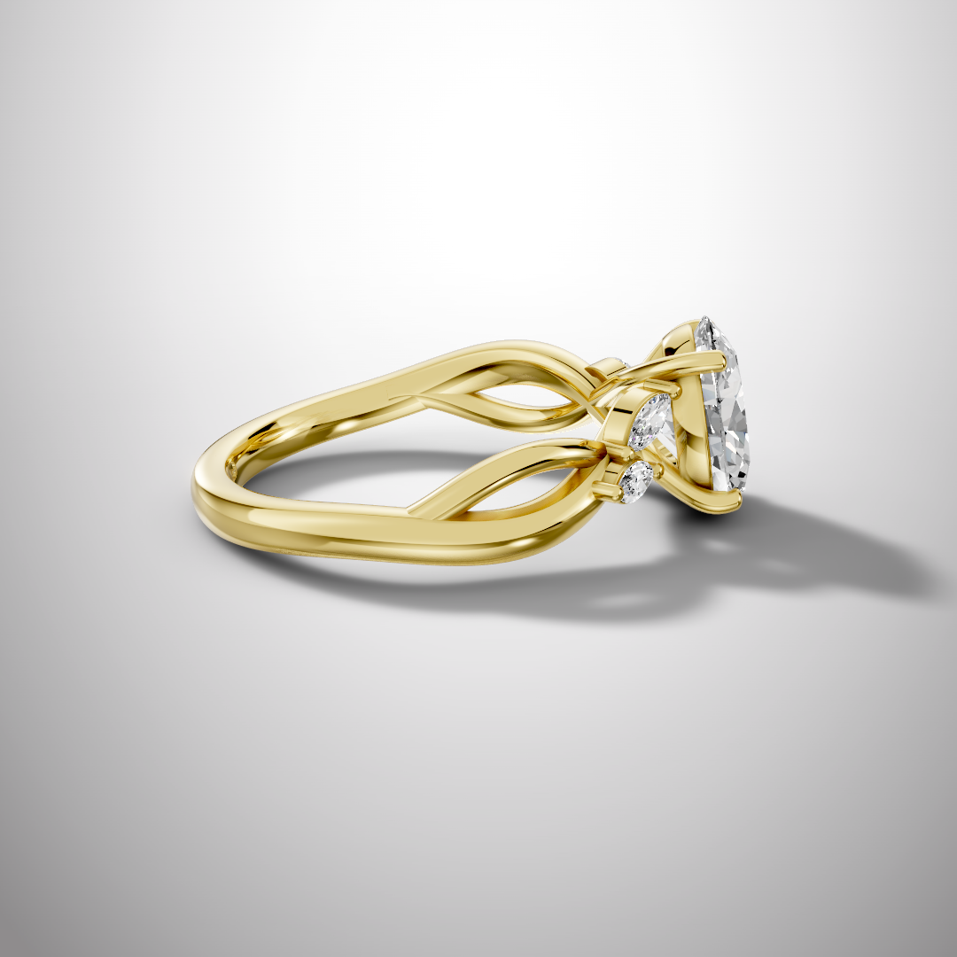 1.5 Carat Oval Cut Moissanite Infinity Engagement Ring in 925 Sterling Silver