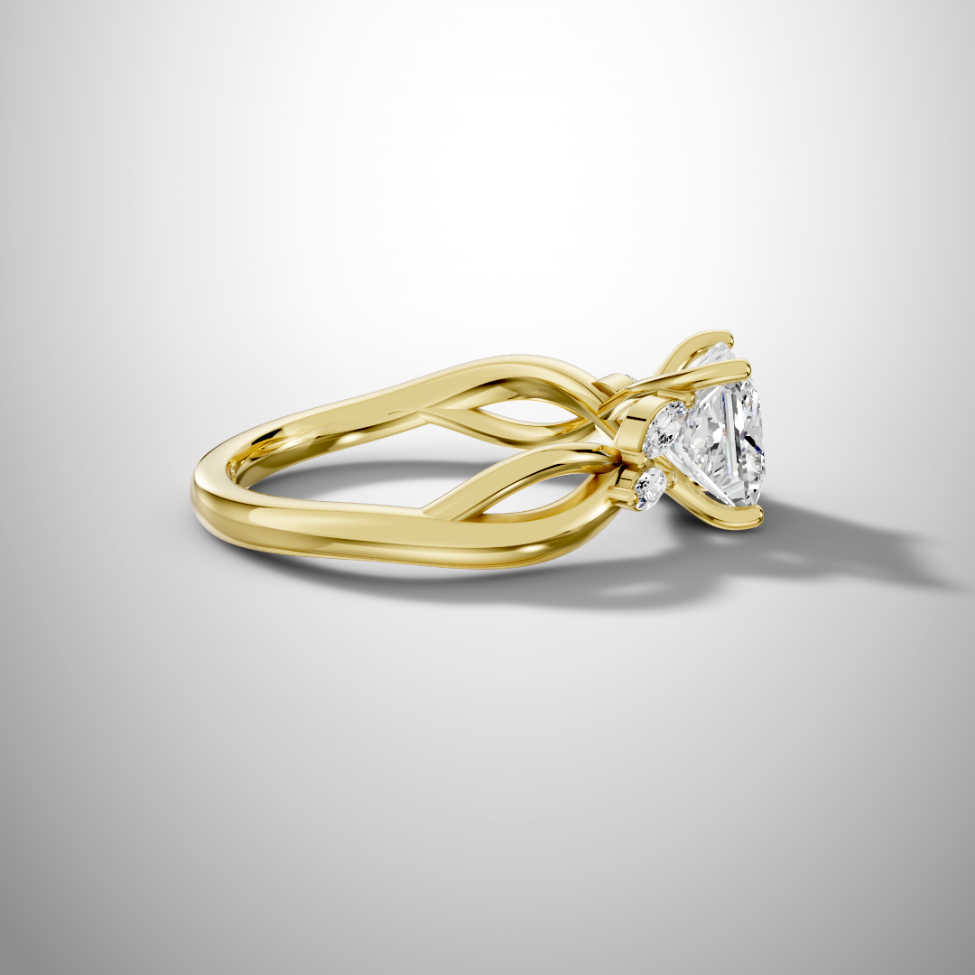 1.5 Carat Princess Cut Moissanite Infinity Engagement Ring in 925 Sterling Silver