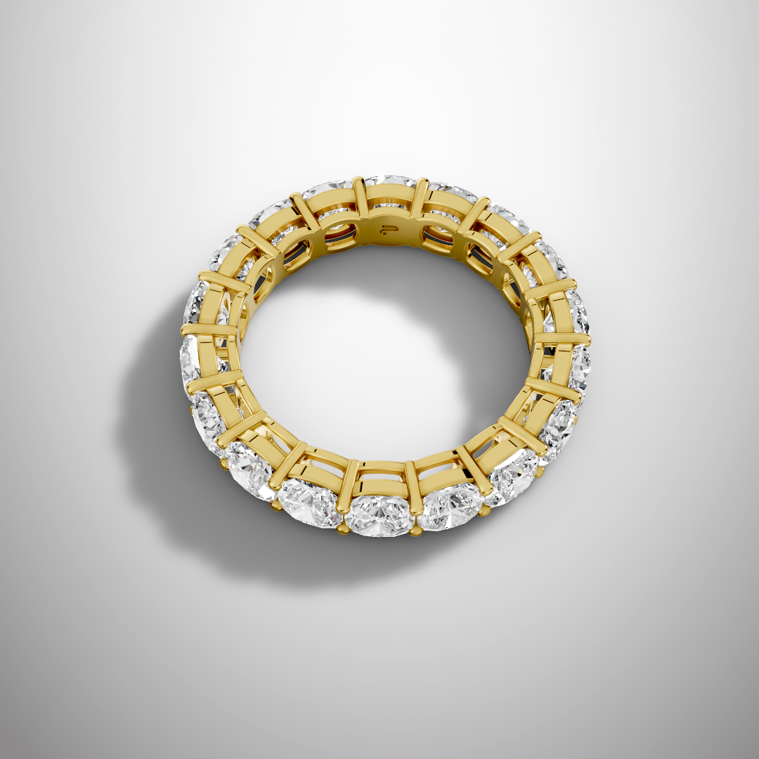 925 Silver Cushion Cut Moissanite Eternity Ring – Diamond Look Full Band Luxury Wedding Ring