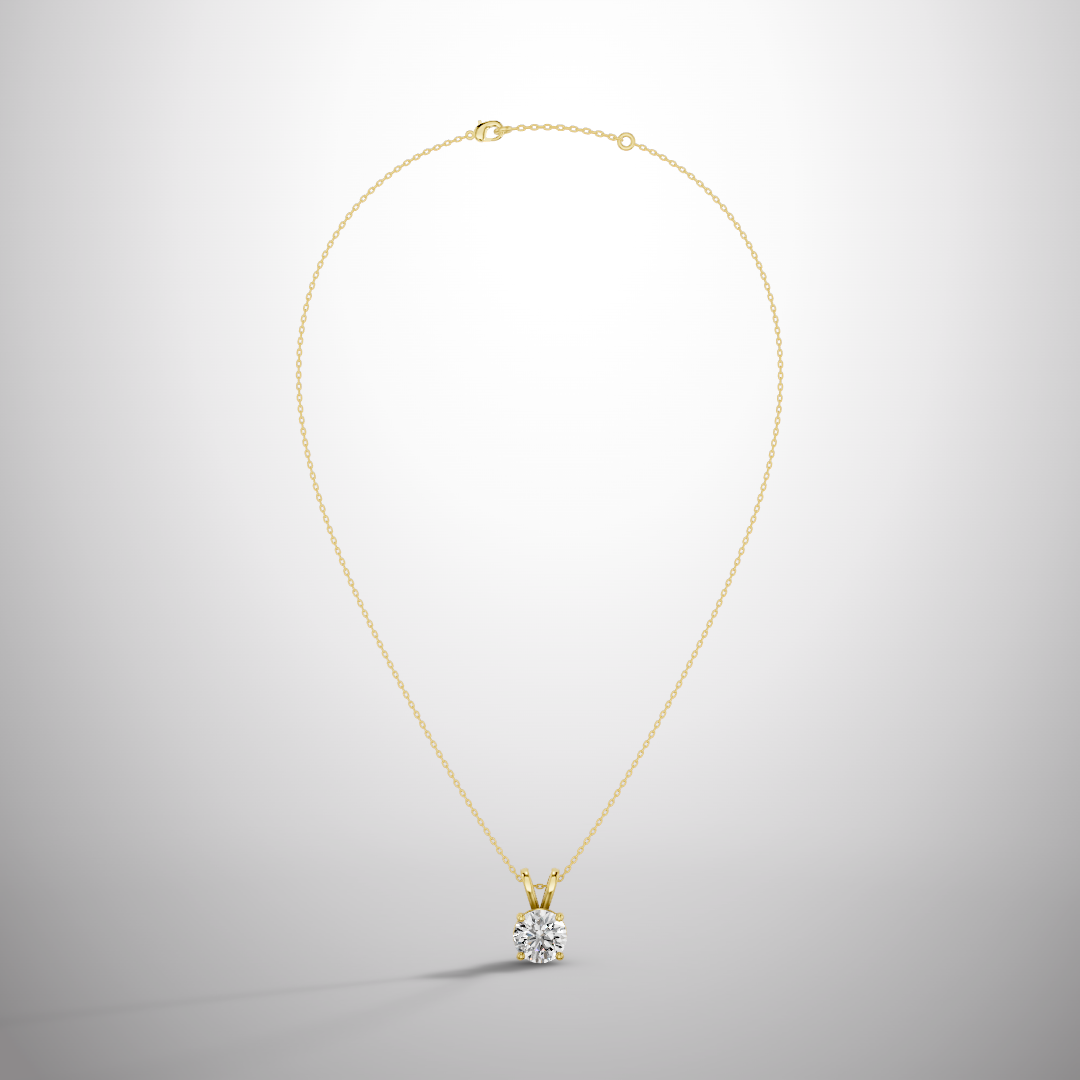 1 Carat Round Cut Moissanite Pendant Necklace in 925 Sterling Silver | Classic Solitaire Necklace for Women | Pavia Jewels