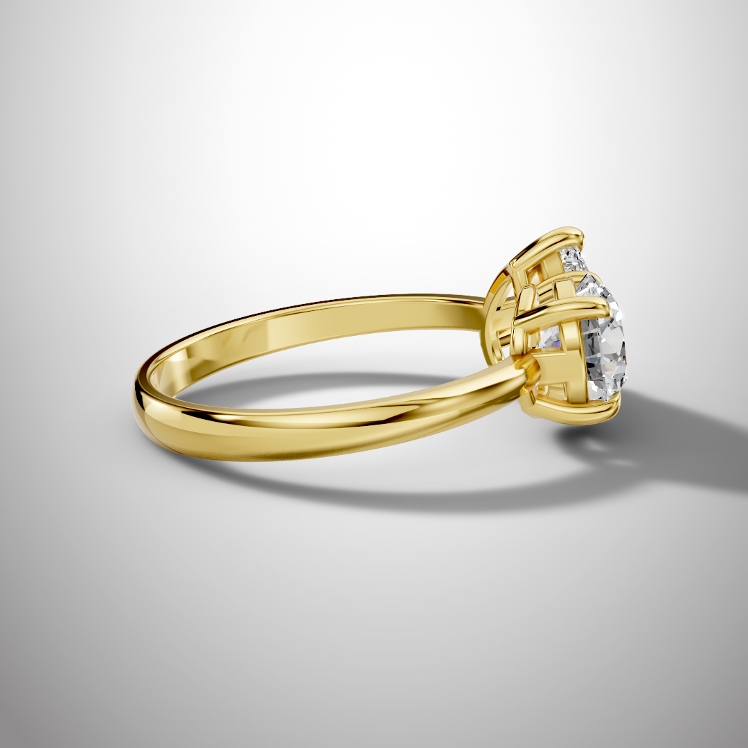 Toi et Moi Round & Pear Moissanite Engagement Ring in 925 Sterling Silver