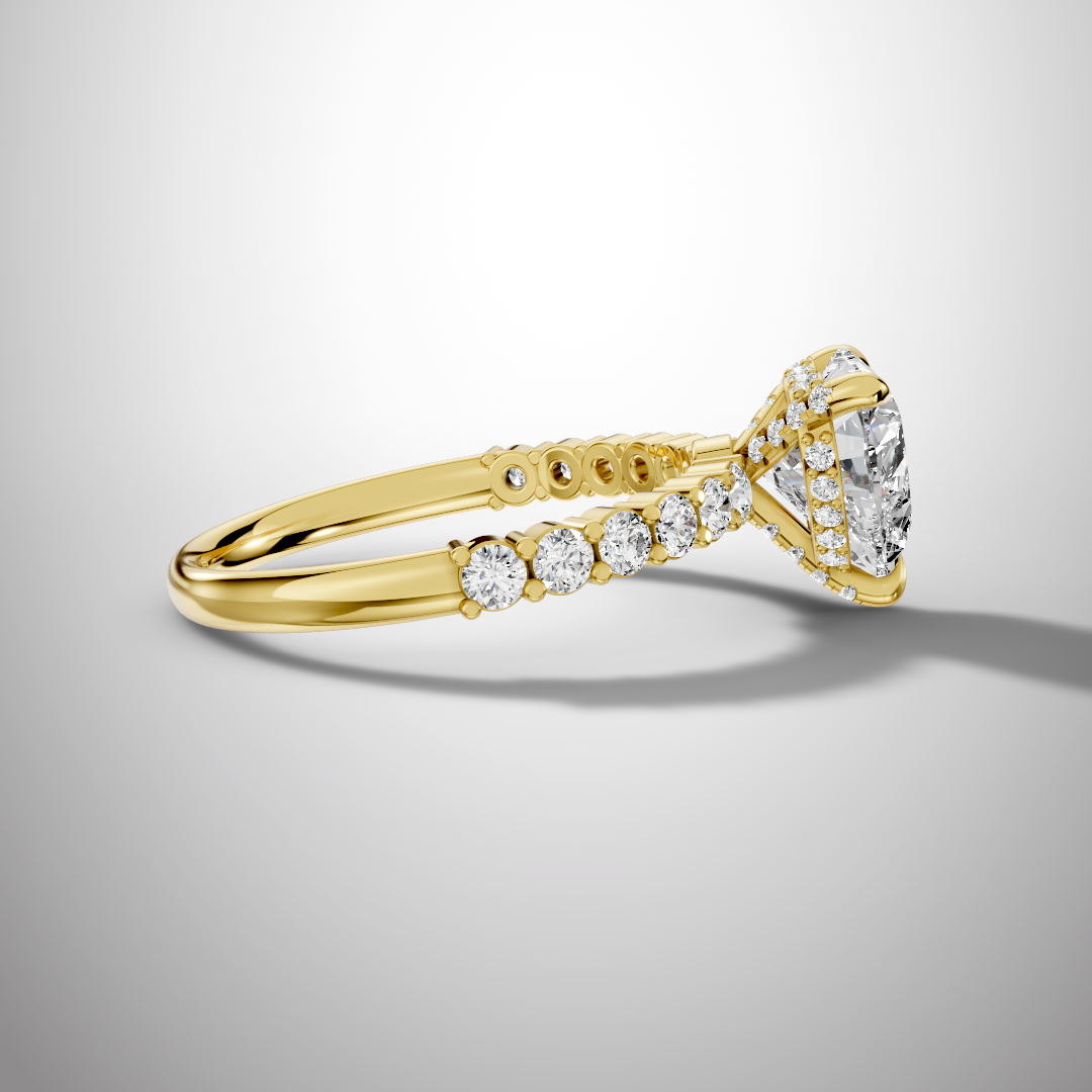 925 Silver Heart Shape Moissanite Engagement Ring – Pavé Diamond Style Band | Pavia Jewels