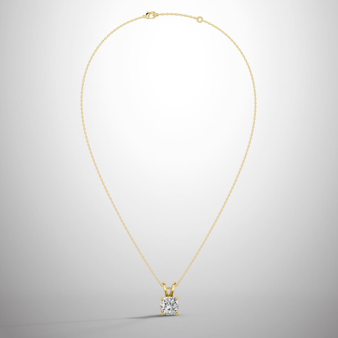 1 Carat Cushion Cut Moissanite Pendant Necklace in 925 Sterling Silver | Classic Solitaire Necklace for Women | Pavia Jewels