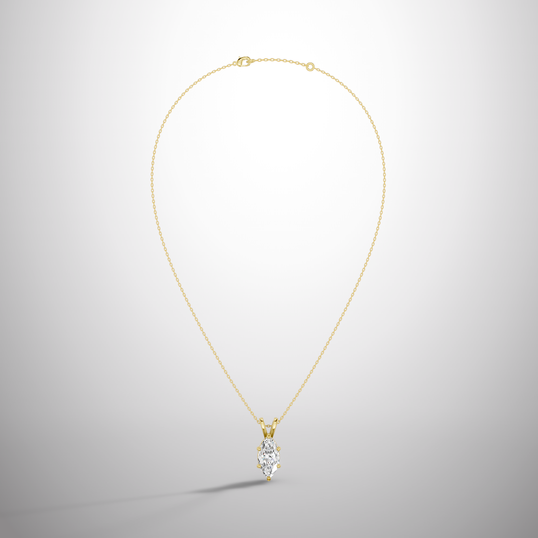 1 Carat Marquise Cut Moissanite Pendant Necklace in 925 Sterling Silver | Luxury Solitaire Necklace for Women | Pavia Jewels