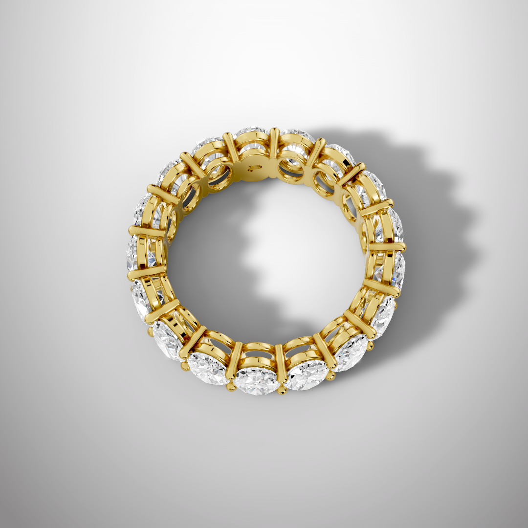 925 Silver Oval Cut Moissanite Eternity Ring – Diamond Look Full Band Luxury Wedding Ring