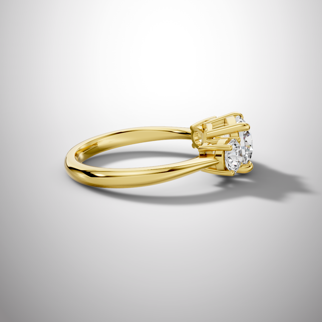Three-Stone Round Moissanite Engagement Ring in 925 Sterling Silver