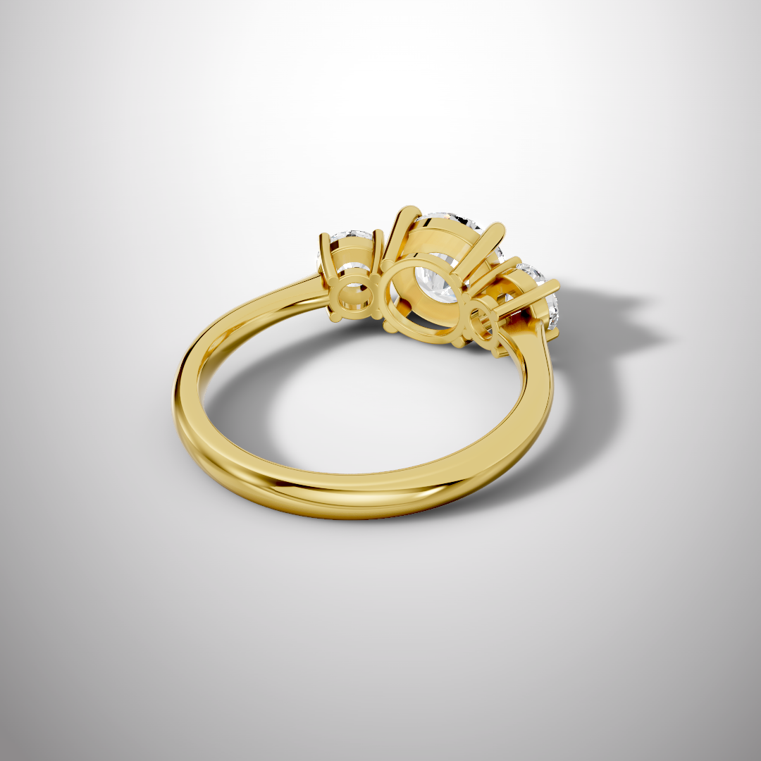 Three-Stone Round Moissanite Engagement Ring in 925 Sterling Silver