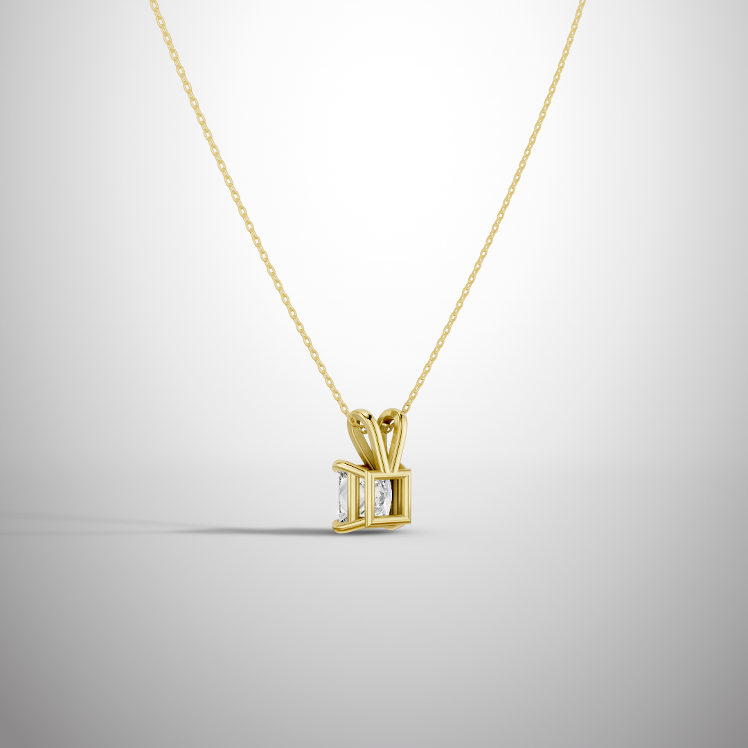 1 Carat Princess Cut Moissanite Pendant Necklace in 925 Sterling Silver | Classic Solitaire Necklace for Women | Pavia Jewels