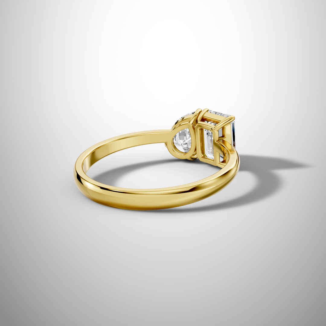 Toi et Moi Emerald & Pear Moissanite Engagement Ring in 925 Sterling Silver