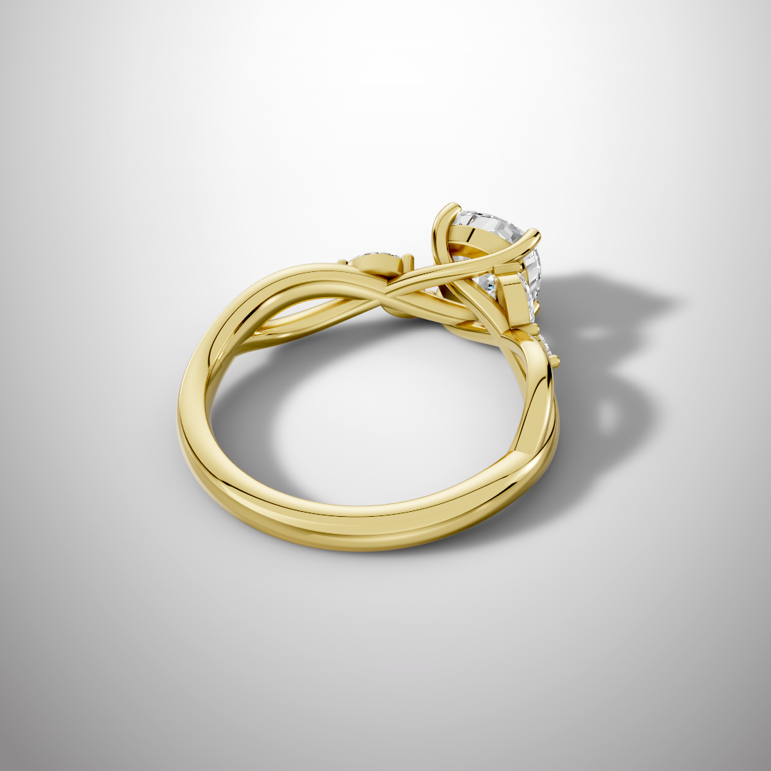 1.5 Carat Cushion Cut Moissanite Infinity Engagement Ring in 925 Sterling Silver