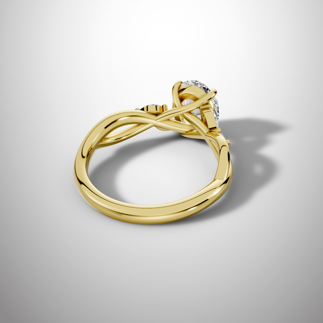 1.5 Carat Oval Cut Moissanite Infinity Engagement Ring in 925 Sterling Silver