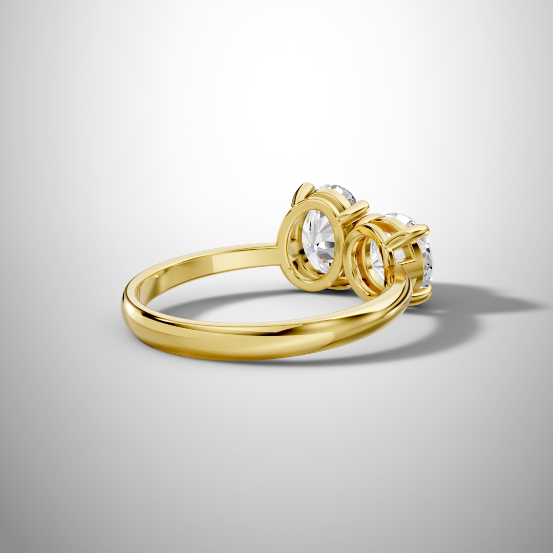 Toi et Moi Oval & Round Moissanite Engagement Ring in 925 Sterling Silver