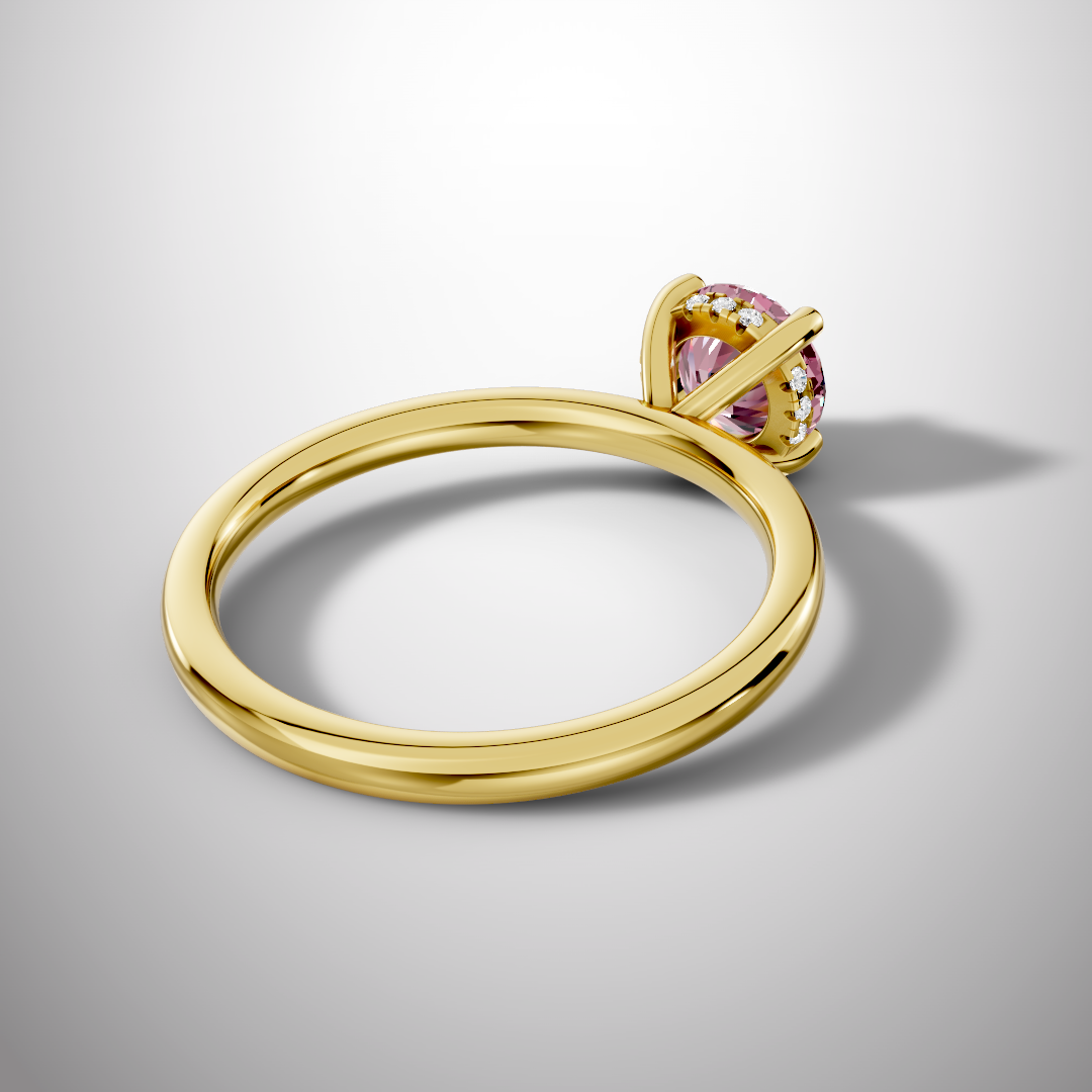 925 Silver Pink Round Moissanite Ring | 1 Ct Diamond-Look Hidden Halo Engagement Ring for Women
