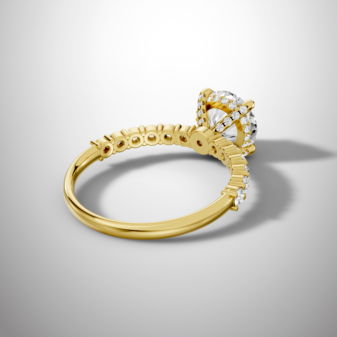925 Silver Round Cut Moissanite Engagement Ring – Pavé Diamond Style Band | Pavia Jewels