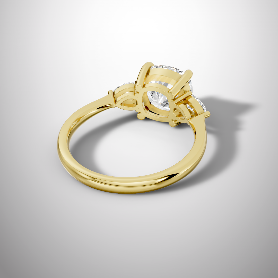 2.5 Carat Cushion Cut Moissanite Three Stone Ring in 925 Sterling Silver