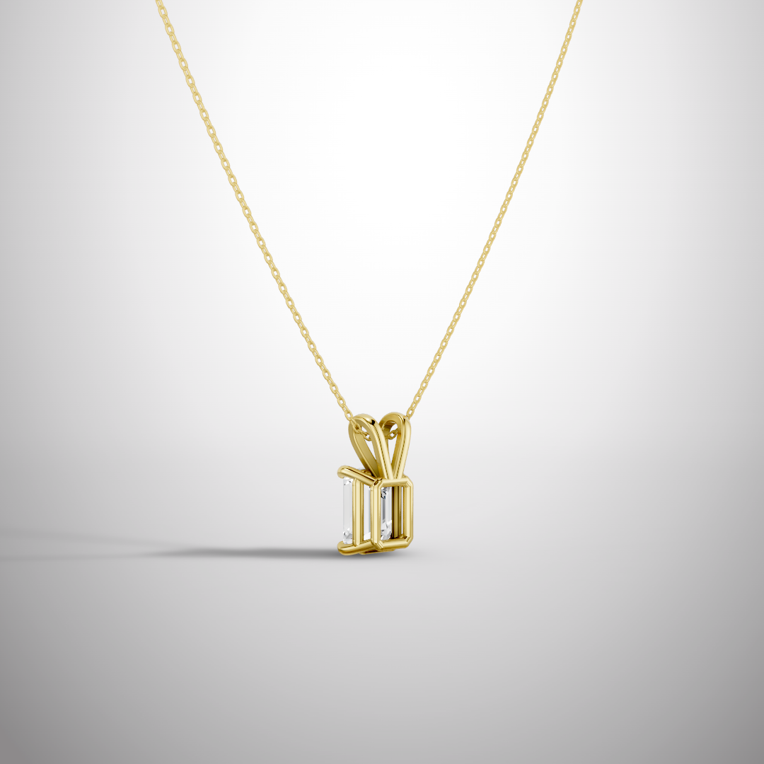 1 Carat Emerald Cut Moissanite Pendant Necklace in 925 Sterling Silver | Elegant Solitaire Necklace for Women | Pavia Jewels