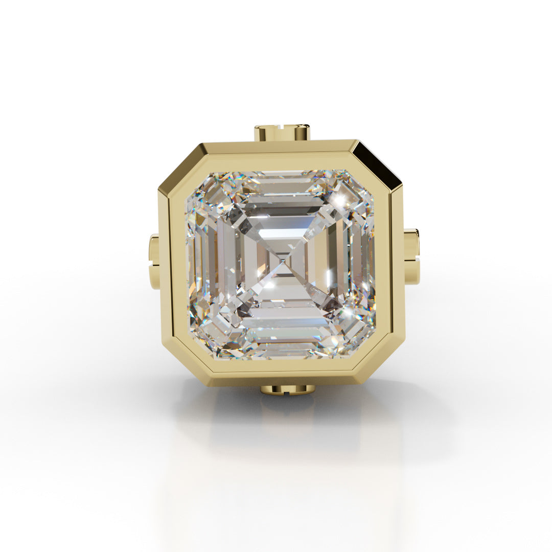 Men's White Gold Asscher-Cut Diamond Stud Earring
