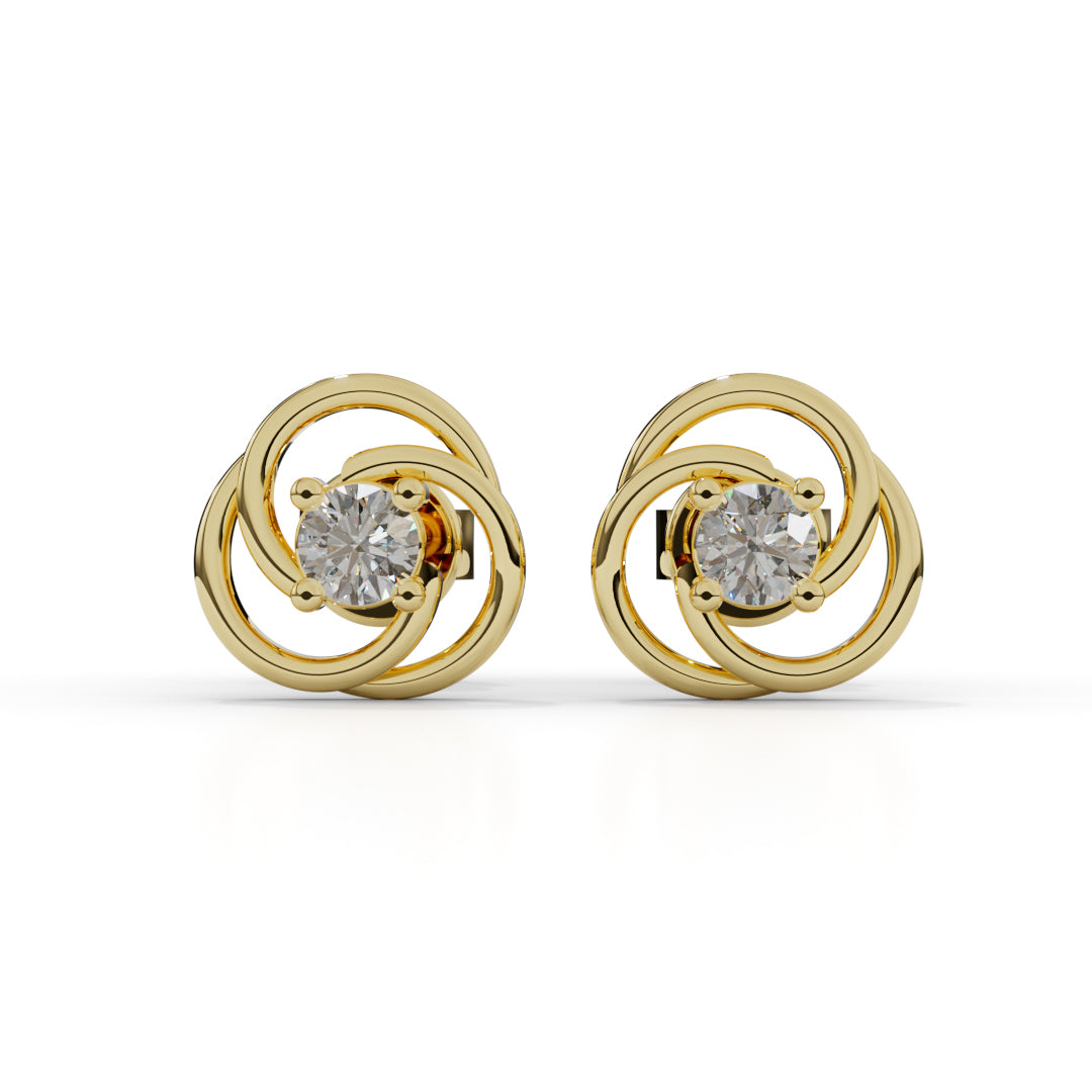 White Gold Trinity Knot Diamond Stud Earrings