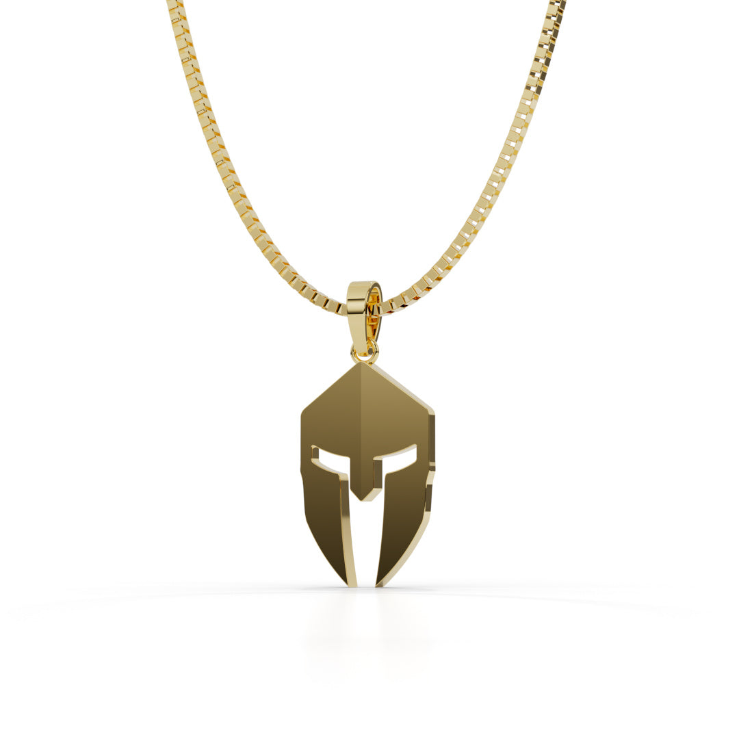 Men's White Gold Spartan Helmet Pendant