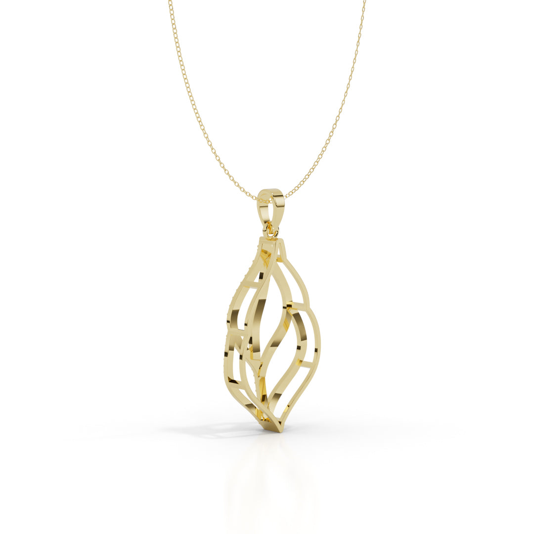 White Gold Twirled Leaf Diamond Pendant