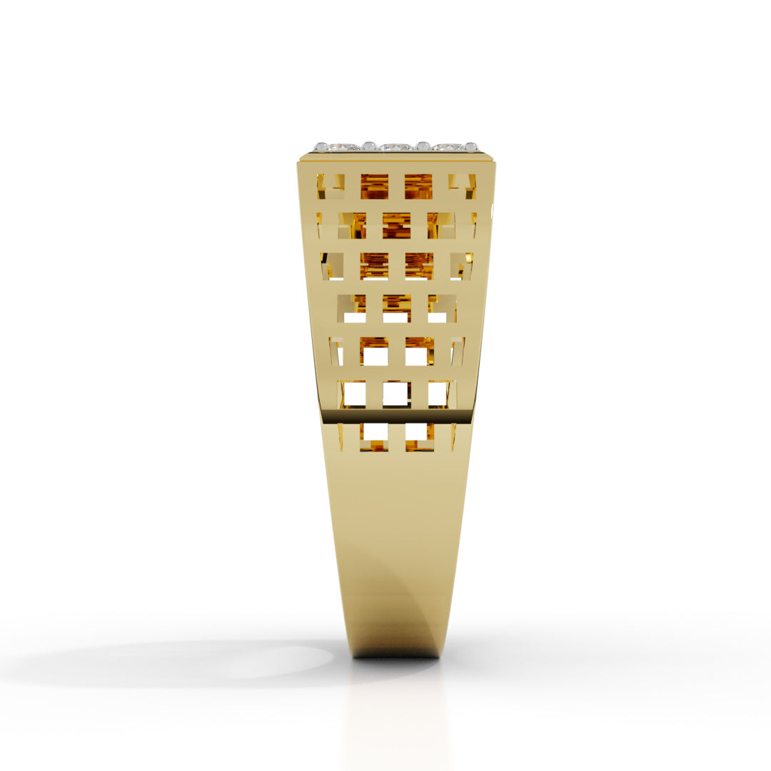 Men's White Gold Square Cluster Diamond Ring