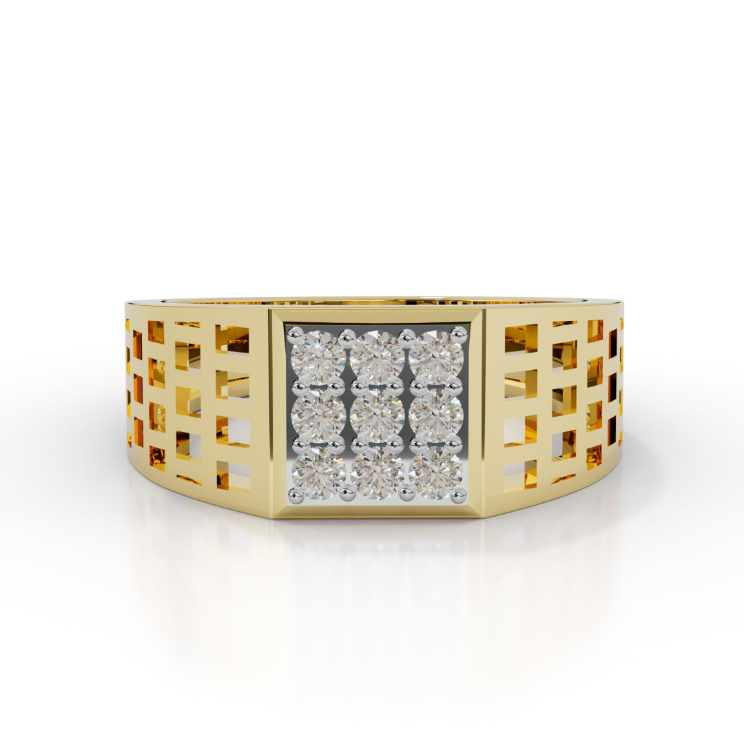 Men's White Gold Square Cluster Diamond Ring
