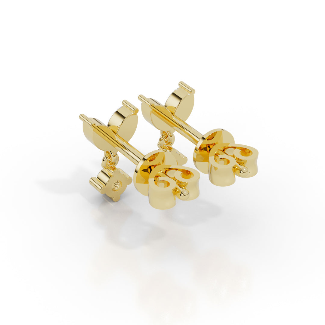 White Gold Marquise and Round Diamond Drop Earrings