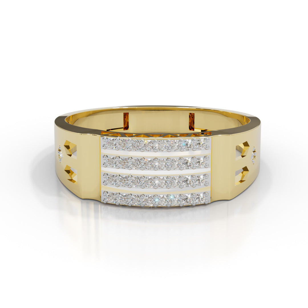 Men's White Gold Triple Row Pave Diamond Ring