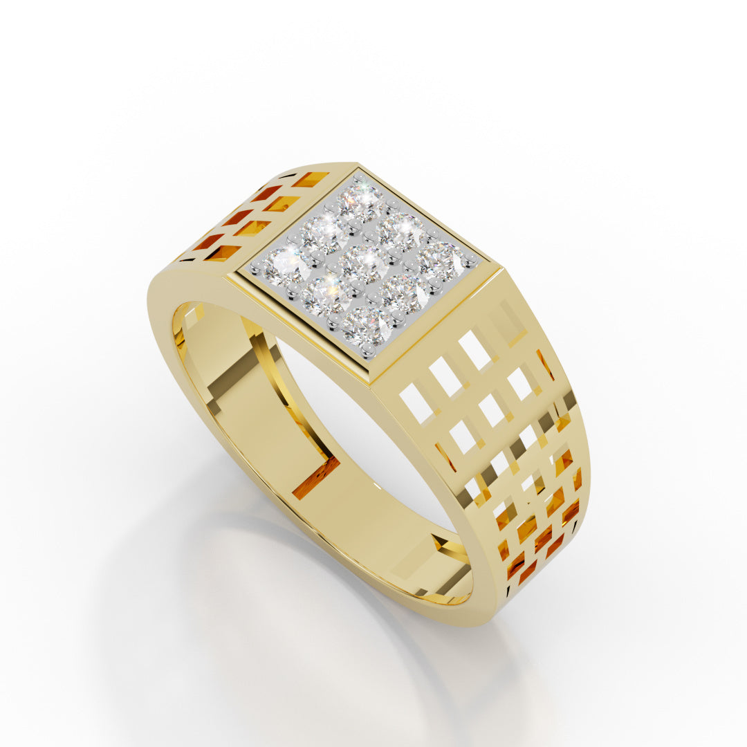 Men's White Gold Square Cluster Diamond Ring